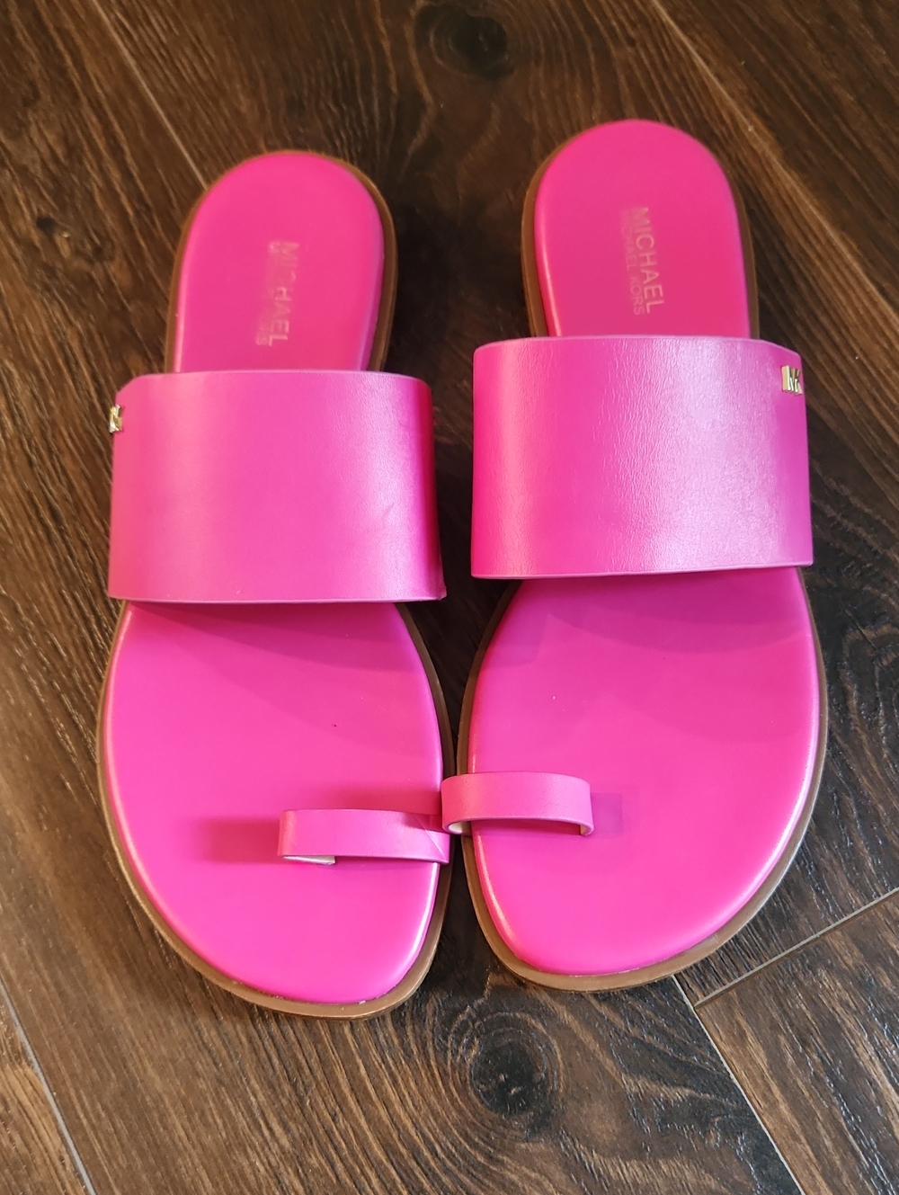 Michael Kors Hot Pink August Slide Sandals with Toe Loop